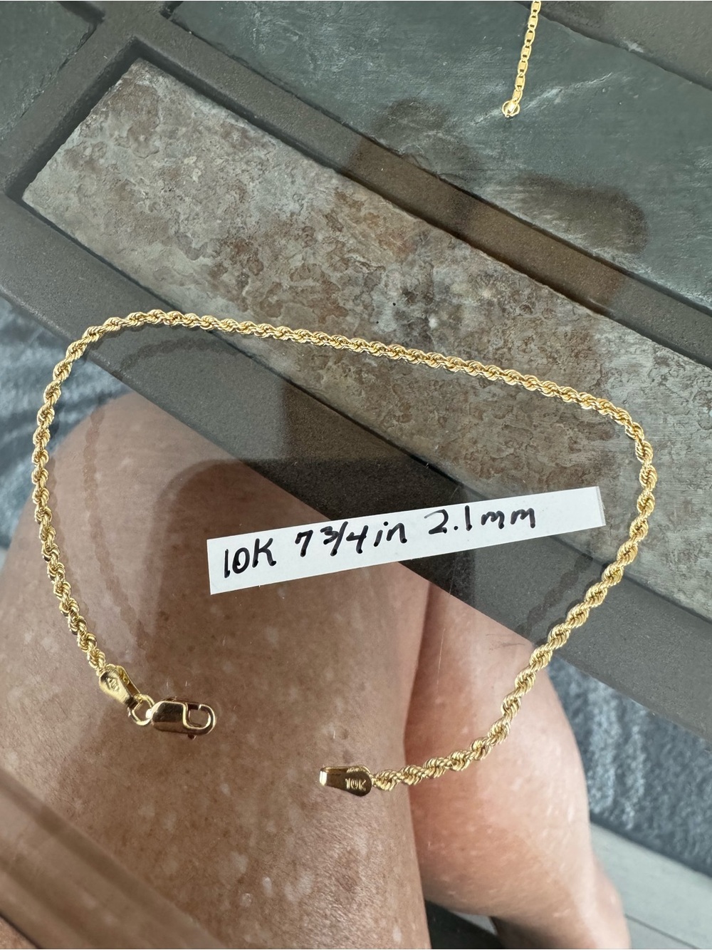 10K Gold Rope Chain bracelet- Yellow Gold